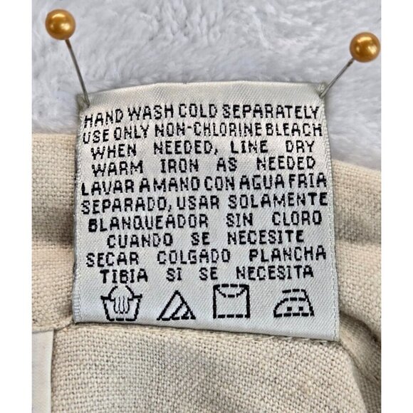 VTG 90s Woven Vest Cream Cotton Linen 2X Victoria Jones Woman Floral Embroidery - Picture 8 of 15